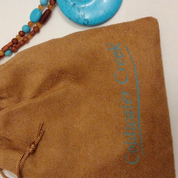 SOLD!! Vtg Coldwater Creek Turquoise Horn Doughnut Orb Wooden Double Necklace! - Picture 6 of 8